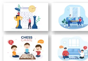 13 Chess Board Game Cartoon Illustration