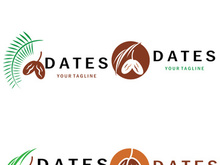 Date palm fruit plant logo design with leaves,seeds and date palm tree isolated background exotic organic plant.