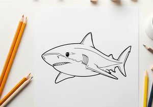 Shark swimming underwater vector illustration flat design