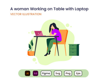A Woman Working on Table preview picture