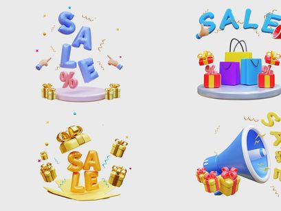 3D PNG Elements Sale Concepts