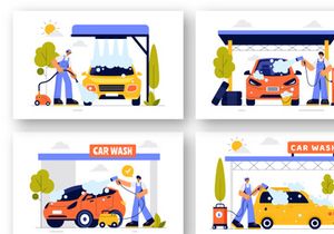 9 Automobile Washing Service Illustration