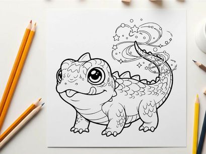 Cute cartoon axolotl smiling with dreamy doodles vector illustration