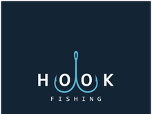 fishing hook logo design, fishing bait, fishing shop, tournament, angler, fishing community