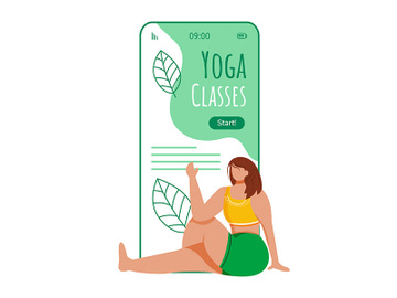 Yoga classes smartphone interface vector template preview picture