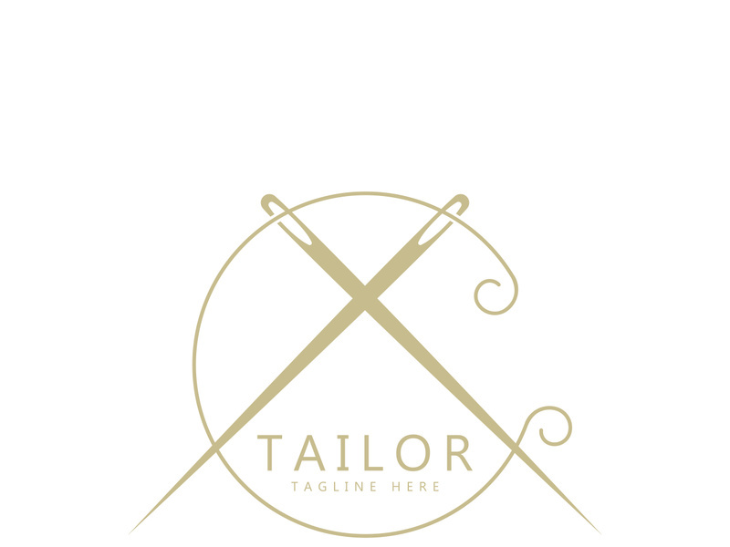 Tailor logo icon illustration template combination of buttons for clothes, thread and sewing machine, for clothing product design