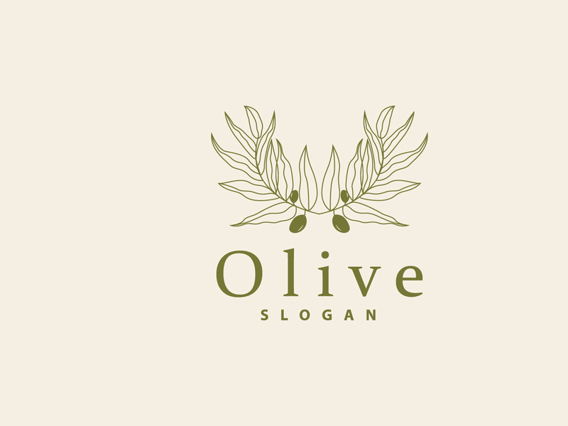 Olive Oil Logo, Olive Leaf Plant Herbal Garden Vector