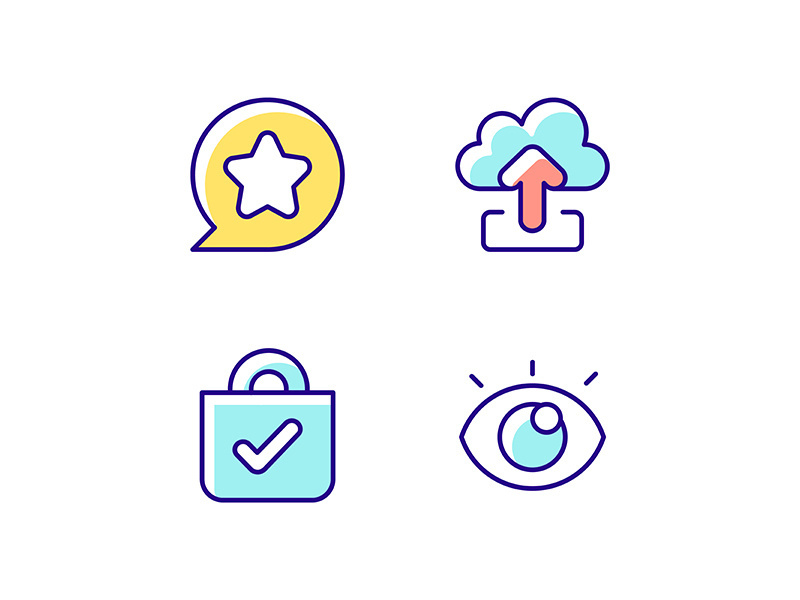 Easy to use interface creation process RGB color icons set
