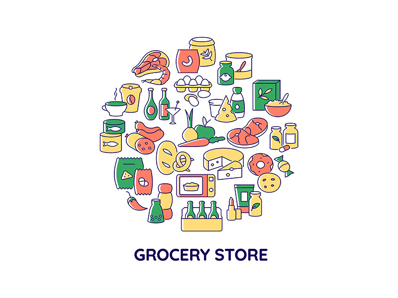 Grocery products abstract color concept layout with headline