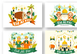 9 Happy Eid Al-Fitr Mubarak Illustration