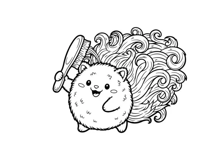 Cute hedgehog with hairbrush vector illustration
