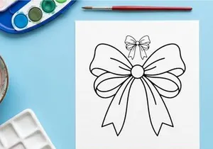 Hand drawn Christmas gift bow illustration for holiday greeting cards and festive design