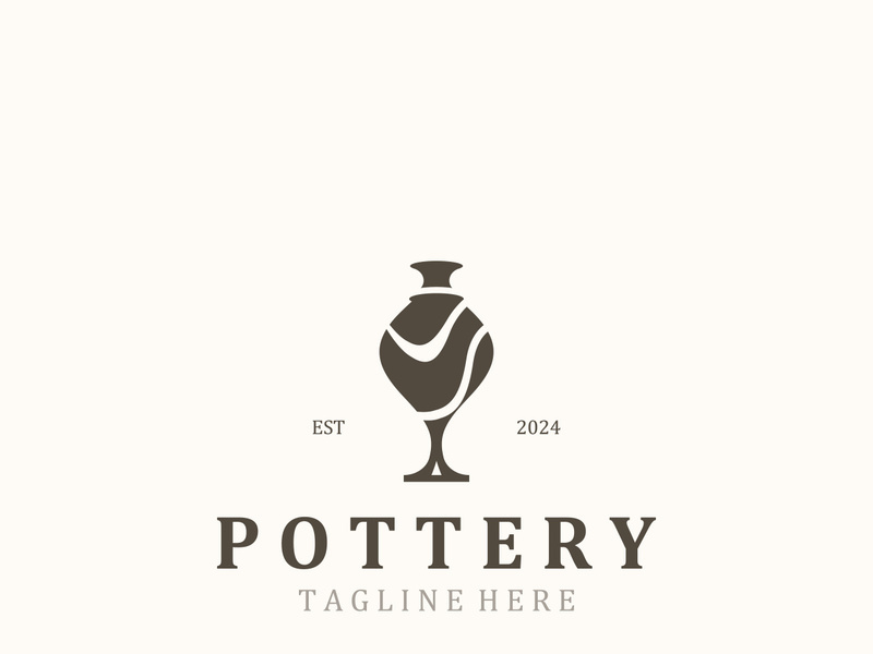 Pottery logo design handmade, creative traditional mug craft concept inspiration nature workshop