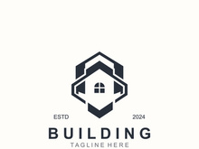 Building logo construction modern real estate symbol for architecture house and property design