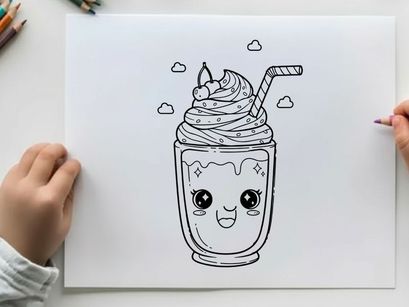 Cute smiling milkshake jar with whipped cream vector illustration