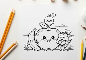 Cute fruit characters friendship vector illustration flat design