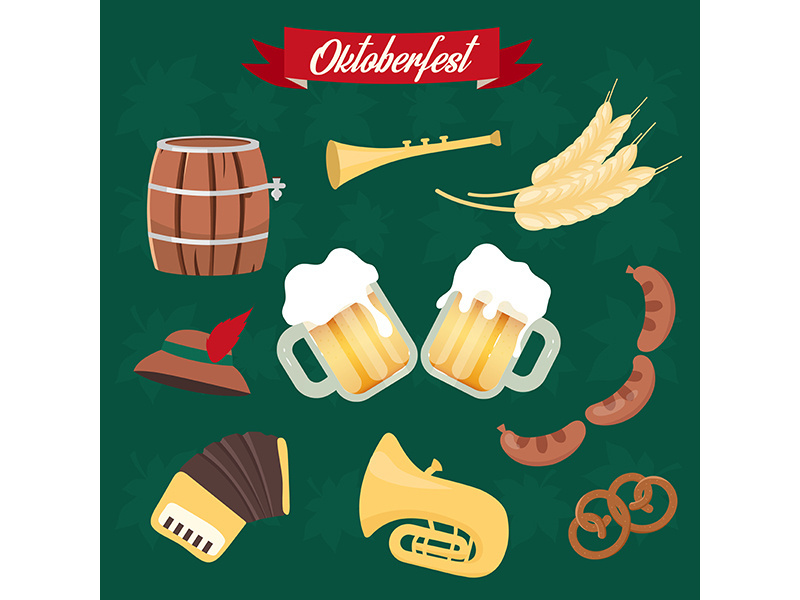 Oktoberfest flat vector illustrations set