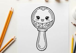 Cute baby pacifier with smiling face vector illustration