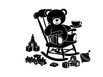 ilustrasi vektor beruang teddy di kursi goyang
