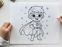 cute kid superhero flying vector illustration flat design