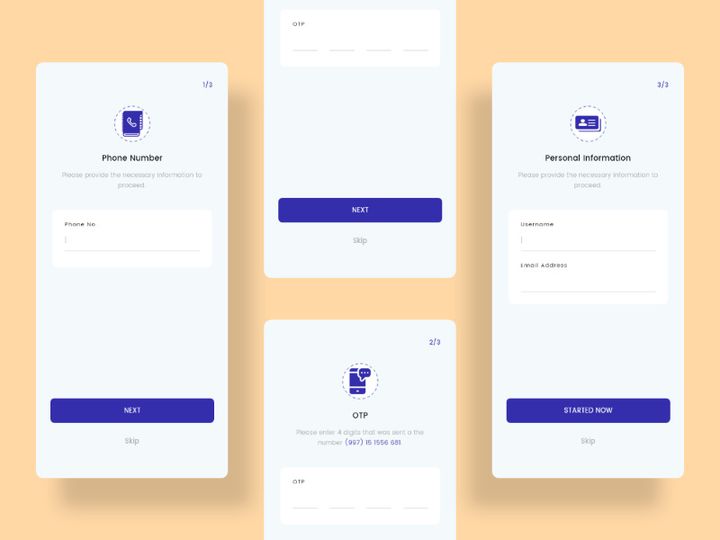 Sign Up flow screens