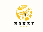 Honey Logo, Honey Bee Animal Vector, Livestock Design Simple