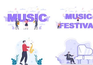 20 Music Festival Live Singing Performance Vector Illustration