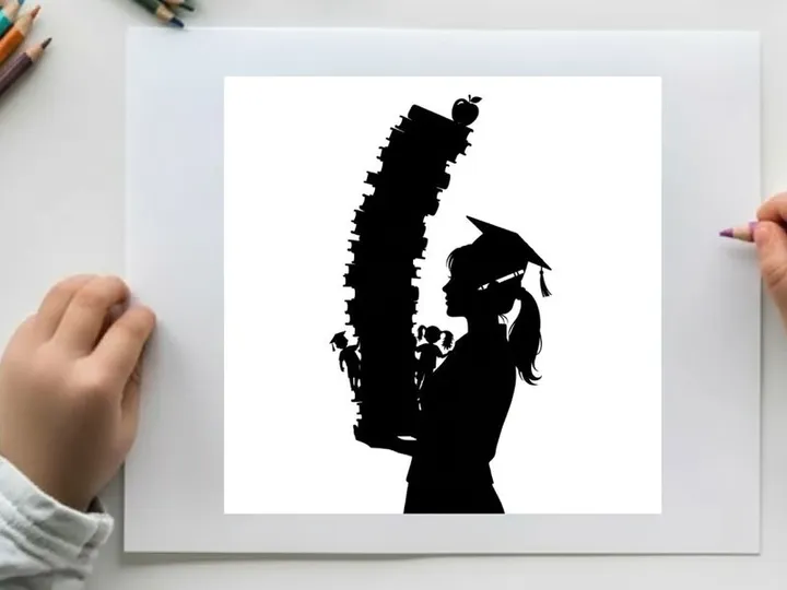 Graduate silhouette holding a giant rolled up parchment