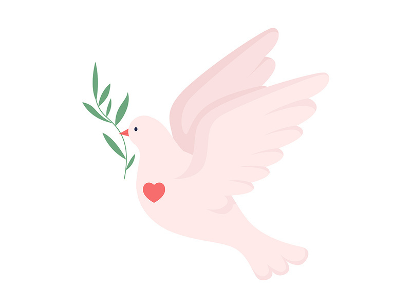 Peace dove semi flat color vector character