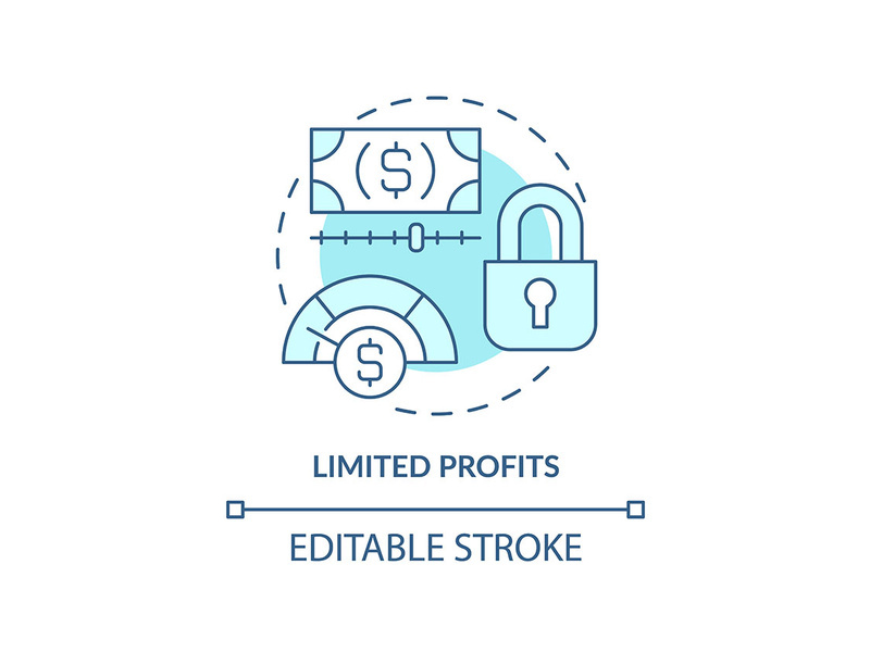 Limited profits turquoise concept icon