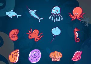Underwater fish and animals vector illustration cartoon.