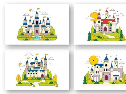 10 Castle Vector Illustration