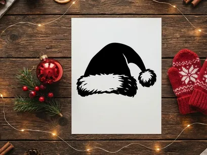 Festive Santa Hat with White Fur Trim and Pom-Pom