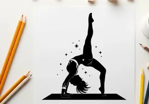 Silhouette of a woman doing a handstand with one leg up