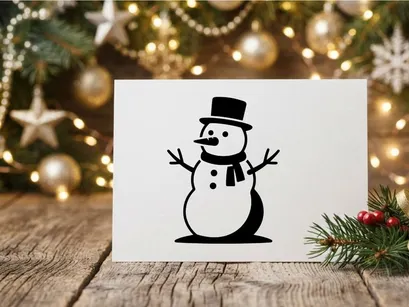 Cute Snowman with Carrot Nose and Black Top Hat for Winter Holidays