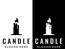 Simple burning luxury candlelight logo design with isolated background.Template for business, sign, company.