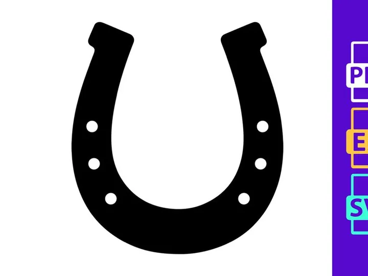 Black metal horseshoe isolated on white background good luck symbol