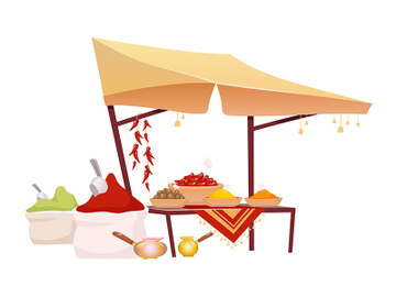 Indian bazaar tent with spices cartoon vector illustration preview picture