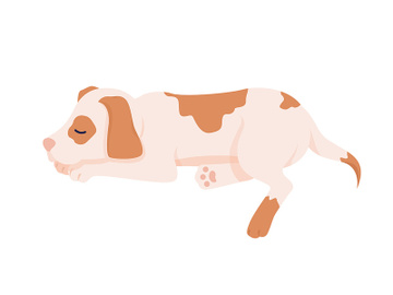Cute sleeping dog semi flat color vector character preview picture