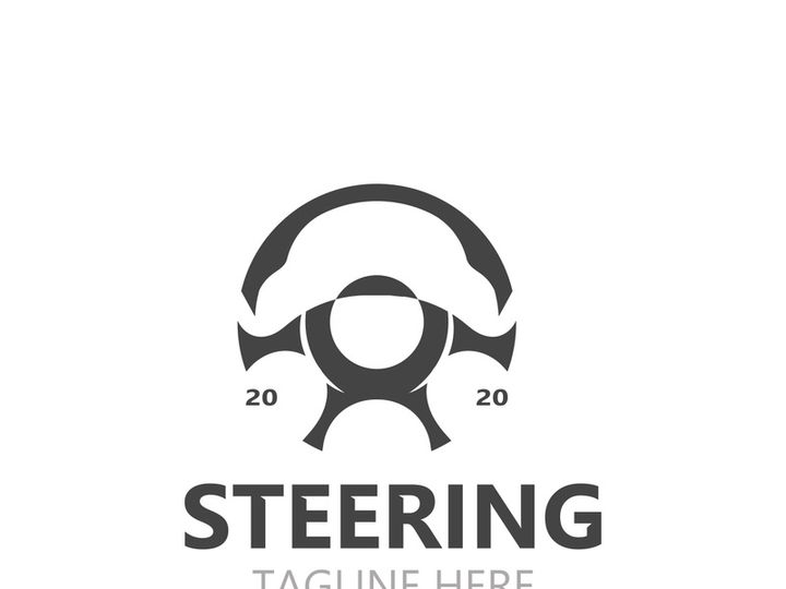Steering wheel logo automotive car design garage auto repair workshop illustration