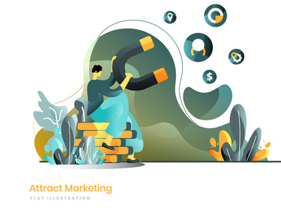 Business Online Marketing set flat illustration