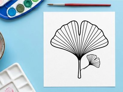 Ilustrasi Daun Ginkgo yang Elegan untuk Desain Alam dan Botani. Karya Seni Botani untuk Proyek Ramah Lingkungan.