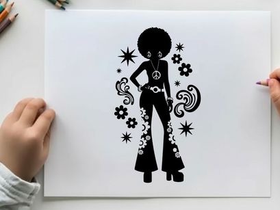 Retro silhouette of a woman with an afro hairstyle