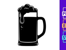 Monkey beer mug black silhouette isolated minimal design vector
