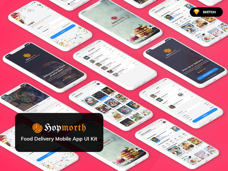 Hopmorth-Restaurant Mobile App UI Kit Light (SKETCH)