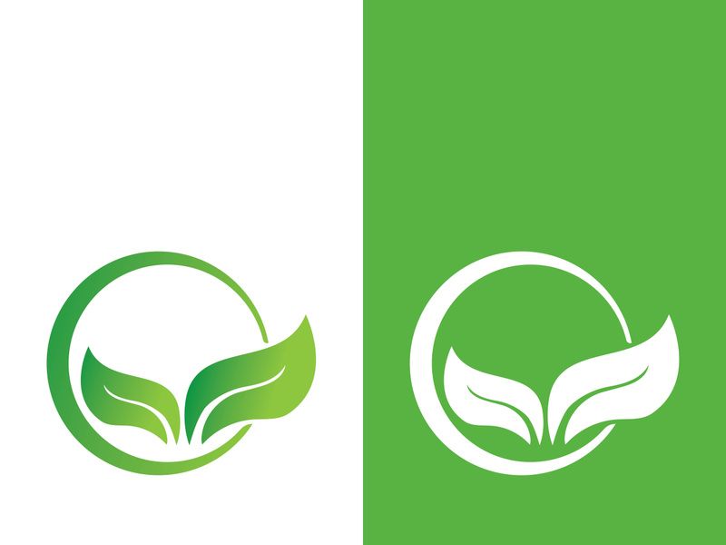 Logos of green tree leaf ecology nature element vector