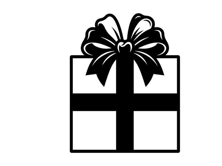 Black and white Christmas gift box with bow for holiday celebration