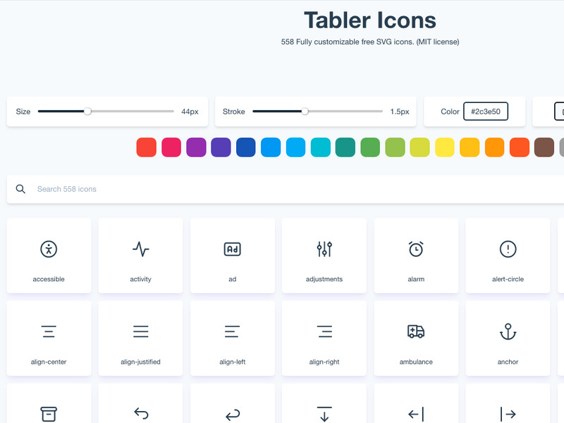 Tabler Icons: 550+ Free SVG icons