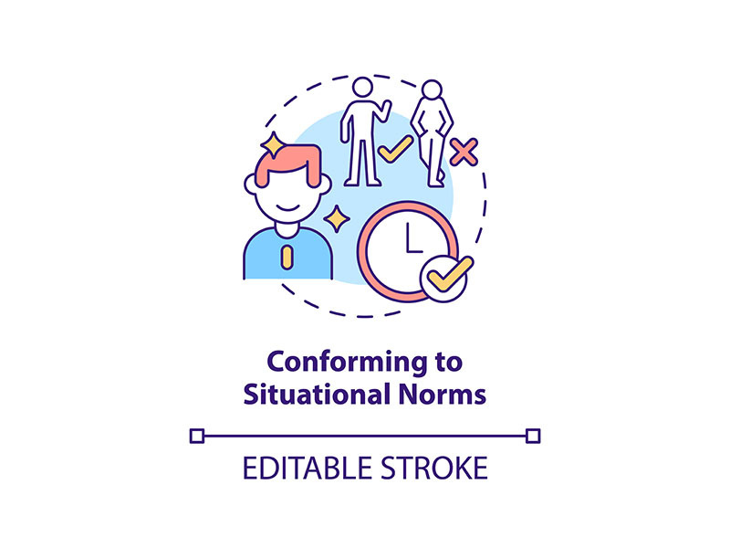Conforming to situational norms concept icon