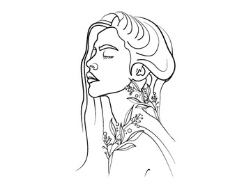 Line Art Flower Drawing Women preview picture